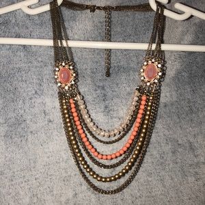 Goldtone faux stones/gems layer necklace